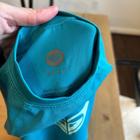 Roxy Girls' Turquoise Long-Sleeve Rash Guard - Picture 3 of 3